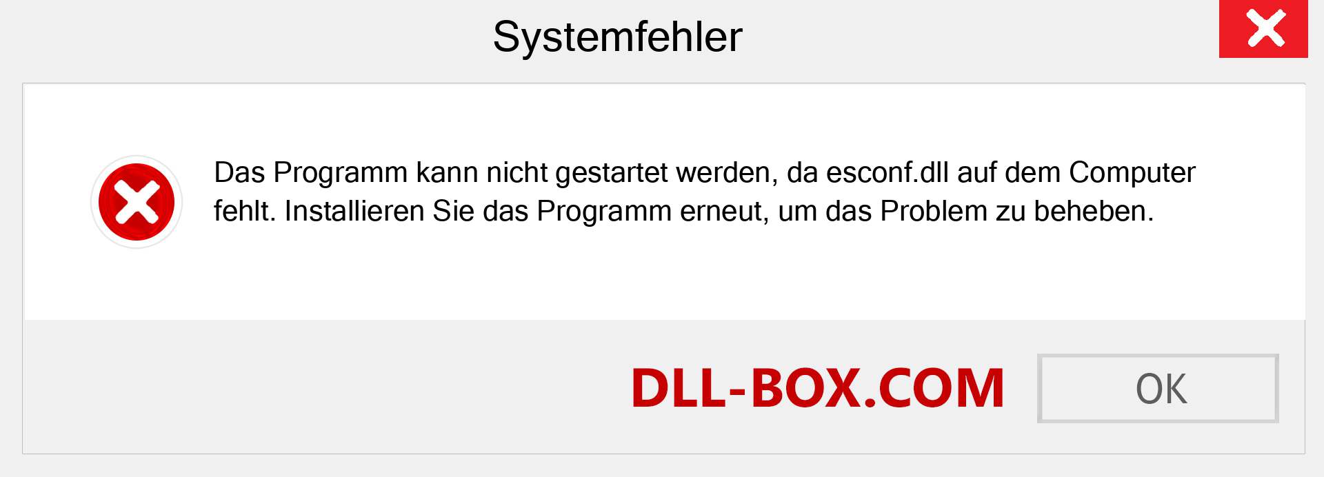 esconf.dll-Datei fehlt?. Download für Windows 7, 8, 10 - Fix esconf dll Missing Error unter Windows, Fotos, Bildern